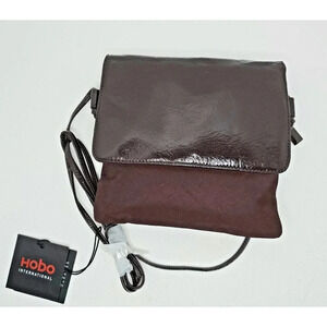 HOBO International Rome Mahogany Brown Nylon/Leather Crossbody Wallet/Purse NWT